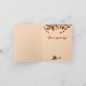 オレンジ色の茶色の葉バレンタイン自分の写真を追加 シーズンカード (内部)