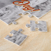 オレンジ色の茶色の葉バレンタイン自分の写真を追加 ジグソーパズル (側面)