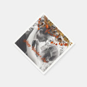 オレンジ色の茶色の葉バレンタイン自分の写真を追加 スタンダードカクテルナプキン (角)