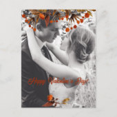 オレンジ色の茶色の葉バレンタイン自分の写真を追加 ポストカード (正面)