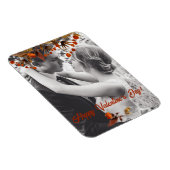 オレンジ色の茶色の葉バレンタイン自分の写真を追加 マグネット (右側)