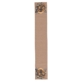 オレンジ色の茶色の蝶と茶色のバーラップの外観 ロングテーブルランナー