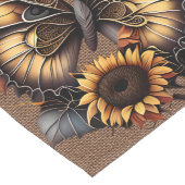 オレンジ色の茶色の蝶と茶色のバーラップの外観 ロングテーブルランナー (コーナー)