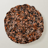 オレンジ色の茶色の黒い三角形のシームレスなパターン ラウンドクッション (裏面)