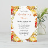 オレンジ色の菊と花の感謝祭の食事 招待状 (スタンド正面)