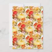 オレンジ色の菊と花の感謝祭の食事 招待状 (裏面)