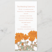 オレンジ色の菊の結婚式のプログラムラックカード プログラム (裏面)
