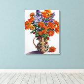 オレンジ色の菊 キャンバスプリント (インサイチュ (ウッドフロア))