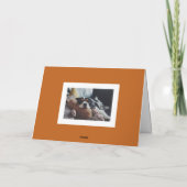 オレンジ色の葉のリース写真ハッピー感謝祭 シーズンカード (裏面)