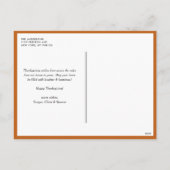 オレンジ色の葉のリース写真ハッピー感謝祭 シーズンポストカード (裏面)