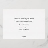 オレンジ色の葉のリース写真ハッピー感謝祭 箔シーズンカード (裏面)