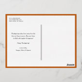 オレンジ色の葉のリース写真ハッピー感謝祭 箔シーズンポストカード (裏面)