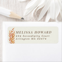 オレンジ色の葉の枝がアドレスを返す ラベル