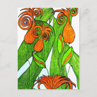 オレンジ色の葉書のチューリップ ポストカード