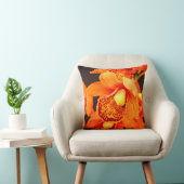 オレンジ色の蘭のクッションカバー クッション (椅子)