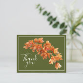 オレンジ色の蘭 緑の背景 ありがとうございます ポストカード (スタンド正面)