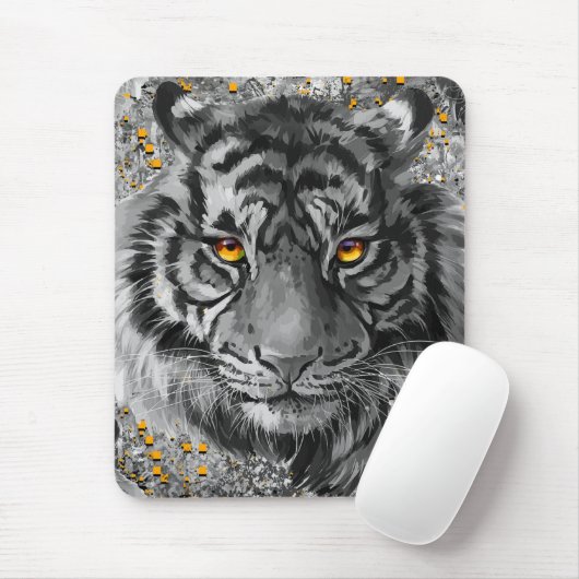オレンジ色の虎の目 | Tiger カラフル Mouse pad マウスパッド (マウス)