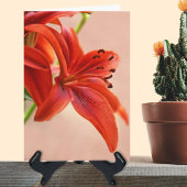 オレンジ色の虎の花の写真テンプレートで早く回復してね カード