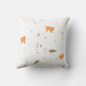 オレンジ色の虎猫と葉のパターン クッション (裏面)