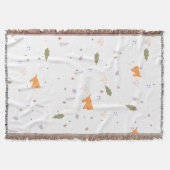 オレンジ色の虎猫と葉のパターン スローブランケット (正面)