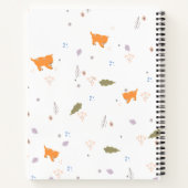 オレンジ色の虎猫と葉のパターン ノートブック (裏面)