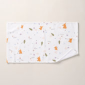 オレンジ色の虎猫と葉のパターン バスタオルセット (ハンドタオル)