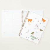 オレンジ色の虎猫と葉のパターン プランナー手帳 (ディスプレー)