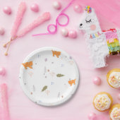 オレンジ色の虎猫と葉のパターン ペーパープレート (パーティー)