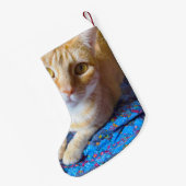 オレンジ色の虎猫オンのキルト スモールクリスマスストッキング (裏面 (吊り時))