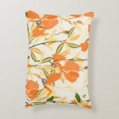 オレンジ色の虹彩:シームレスな花模様 アクセントクッション (裏面(縦))