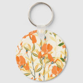 オレンジ色の虹彩:シームレスな花模様 キーホルダー (正面)