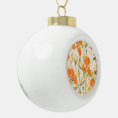 オレンジ色の虹彩：シームレスな花模様 セラミックボールオーナメント (左)