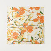 オレンジ色の虹彩：シームレスな花模様 タペストリー (正面(横))