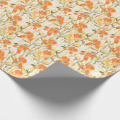 オレンジ色の虹彩：シームレスな花模様 ラッピングペーパー (角)