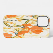 オレンジ色の虹彩:シームレスな花模様 iPhoneケース (裏面横)