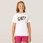 オレンジ色の蝶々モナークの無限 Tシャツ (正面フル)