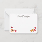 オレンジ色の蝶かわいい蝶ポピーのパターン ノートカード (裏面)