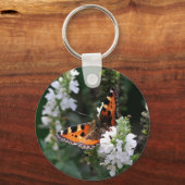 オレンジ色の蝶と白い花 キーホルダー (裏面)