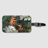 オレンジ色の蝶と白い花 ラゲッジタグ (正面横)