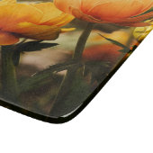 オレンジ色の蝶と花 カッティングボード (角)