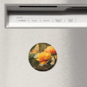 オレンジ色の蝶と花 マグネット (インサイチュ (食洗機))