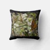 オレンジ色の蝶と蜂の黒のエッジ クッション (裏面)