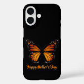 オレンジ色の蝶のデザインのiPhone16カバー Case-Mate iPhoneケース (裏面)