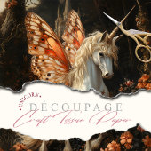 オレンジ色の蝶の翼のユニコーンのデコパージュ 薄葉紙