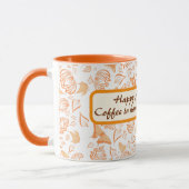 オレンジ色の蝶パターンと幸せな母の日 マグカップ (左)