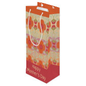 オレンジ色の装飾デザイン ワインギフトバッグ (裏面アングル)