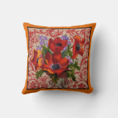 オレンジ色の装飾用クッションのポピー縁どズ クッション (裏面)