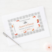 オレンジ色の製品ラベ葉ルのロゴ付き白バラ 長方形シール (封筒)