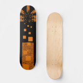 オレンジ色の警告フロートスケートスクウェア星黒いボックス スケートボード (正面)