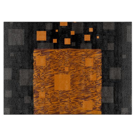 オレンジ色の警告フロート抽象芸術ハロウィーンブラックボックス カッティングボード (正面)